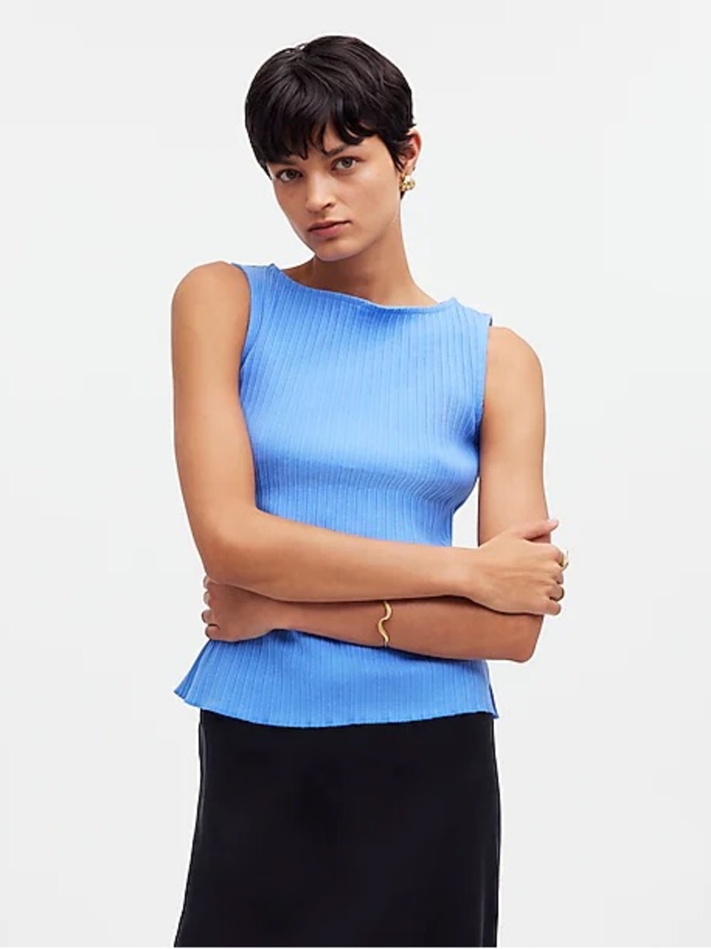 Madewell Ribbed Sleeveless Tank in Bright Blue